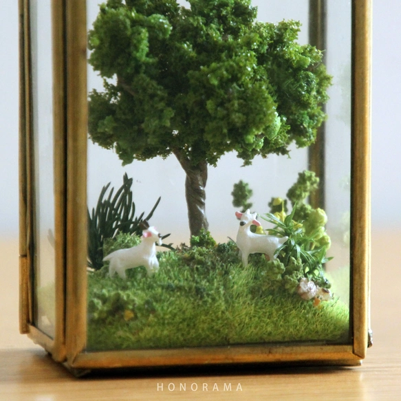 木陰のヤギたち 真鍮フレーム ミニチュア アート